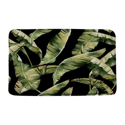 Tropsko lišće, cvijet, prostirka za kupaonicu, zelena biljka, cvjetni krajolik, palma, čudovište, akvarel, neklizajući tepih za kupaonicu, kuhinjski ulazni tepisi