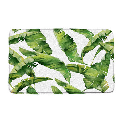 Tropsko lišće, cvijet, prostirka za kupaonicu, zelena biljka, cvjetni krajolik, palma, čudovište, akvarel, neklizajući tepih za kupaonicu, kuhinjski ulazni tepisi