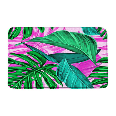 Tropsko lišće, cvijet, prostirka za kupaonicu, zelena biljka, cvjetni krajolik, palma, čudovište, akvarel, neklizajući tepih za kupaonicu, kuhinjski ulazni tepisi