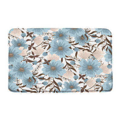 Tropsko lišće, cvijet, prostirka za kupaonicu, zelena biljka, cvjetni krajolik, palma, čudovište, akvarel, neklizajući tepih za kupaonicu, kuhinjski ulazni tepisi