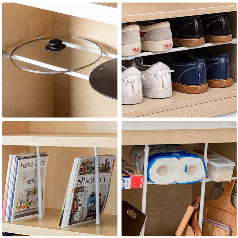 Reguliuojamas užuolaidų strypas be gręžimo metalinis spyruoklinis vonios kambarys, dušo kabina, ištraukiama teleskopinė stulpai Pakabinami strypai 32-90 cm