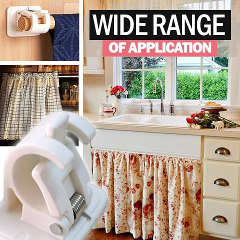 2/4/6 vnt. Reguliuojamo strypo laikiklio laikikliai be vinių Lipnūs sieniniai užuolaidų stulpai sieniniai laikikliai namų vonios kambariui xobw