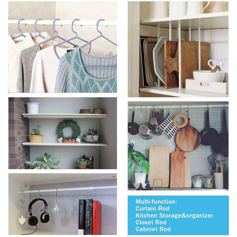 Aizkaru stieņa dušas teleskopiskā stieņa skapja durvju glabāšanas skapja pakaramais regulējams logs Aizkaru stienis, 40-120 cm