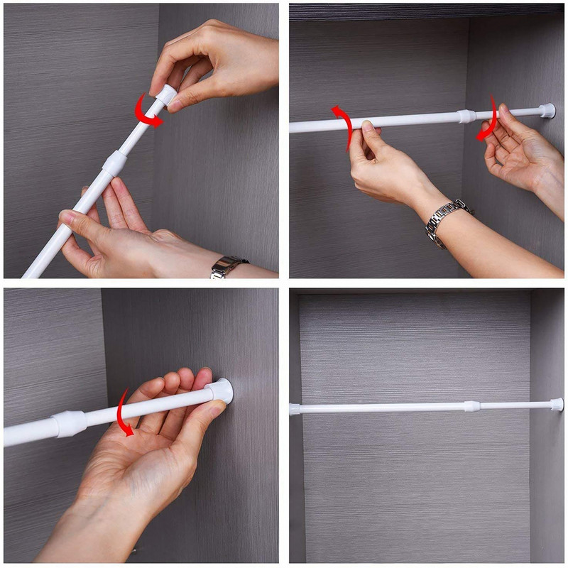 Aizkaru stieņa dušas teleskopiskā stieņa skapja durvju glabāšanas skapja pakaramais regulējams logs Aizkaru stienis, 40-120 cm