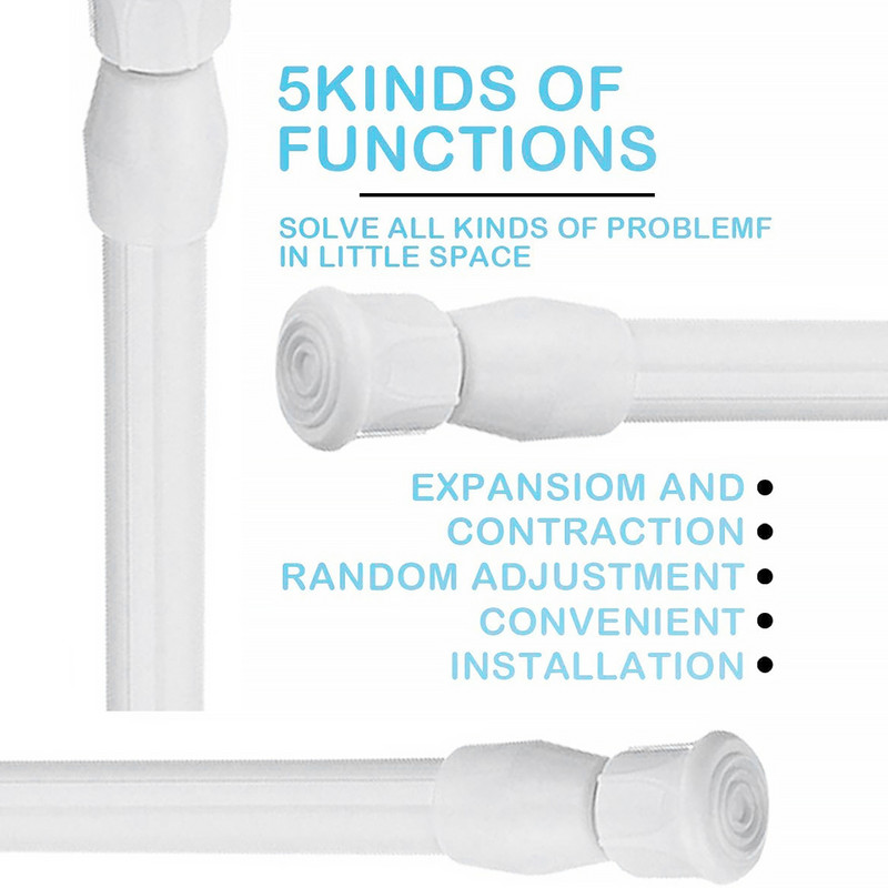 Aizkaru stieņa dušas teleskopiskā staba skapja durvju glabāšanas skapja pakaramais Regulējams logs Aizkaru stienis, 40-120cm