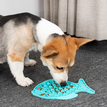 Μπολ σιλικόνης σε σχήμα ψαριού Dog Lick Mat Μπολ αργής σίτισης για μικρούς μεσαίους σκύλους Τροφοδότης τροφοδοσίας για κουτάβια γάτα Προμήθειες για κατοικίδια