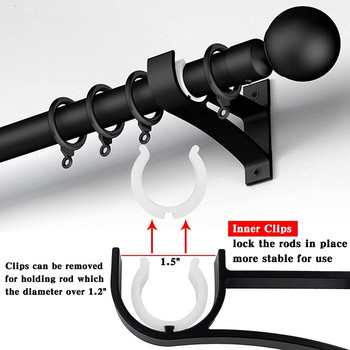 HGHO 6 бр. Комплект скоби за корнизи с една дупка Малки куки за корнизи за стена Тежкотоварни корнизи за пердета черни
