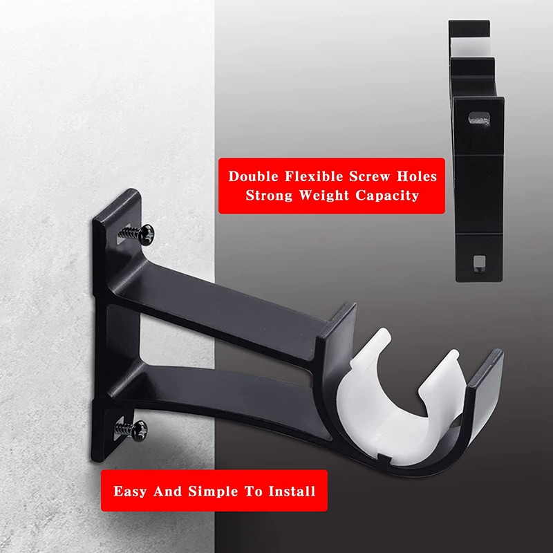 HGHO 6kom Set nosača za karniše s jednom rupom, male kukice za zidne karniše za teške uvjete rada, crne