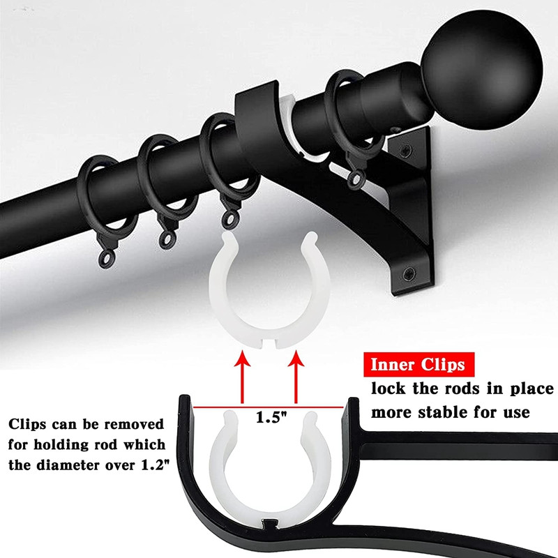 HGHO 6kom Set nosača za karniše s jednom rupom, male kukice za zidne karniše za teške uvjete rada, crne