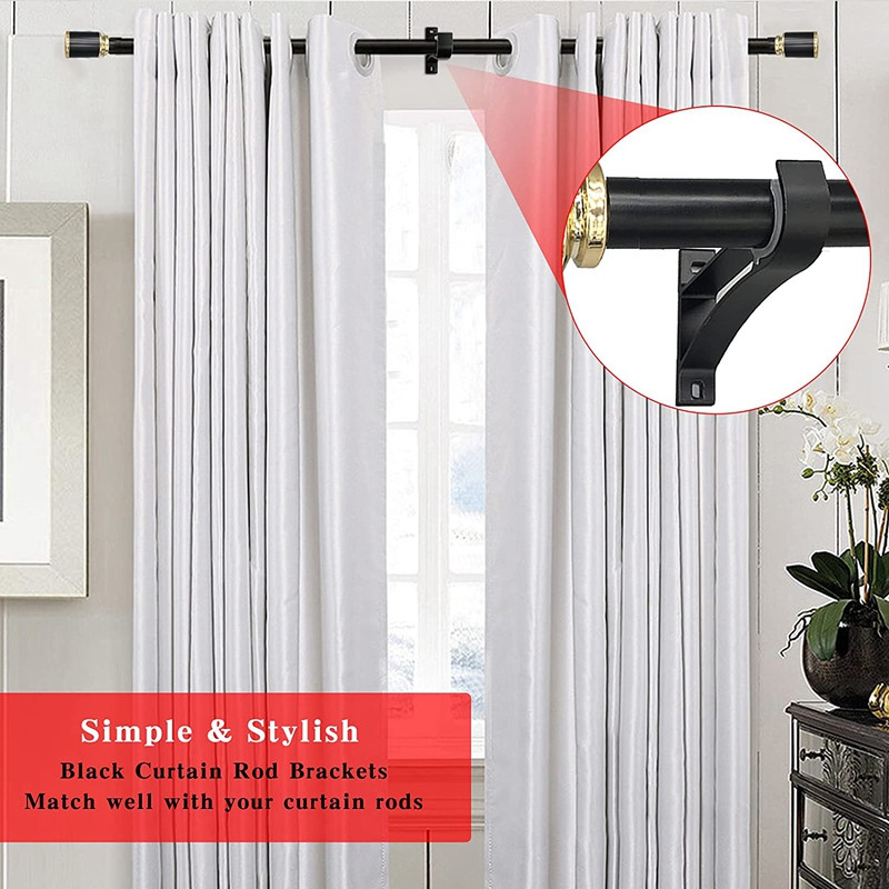 HGHO 6kom Set nosača za karniše s jednom rupom, male kukice za zidne karniše za teške uvjete rada, crne