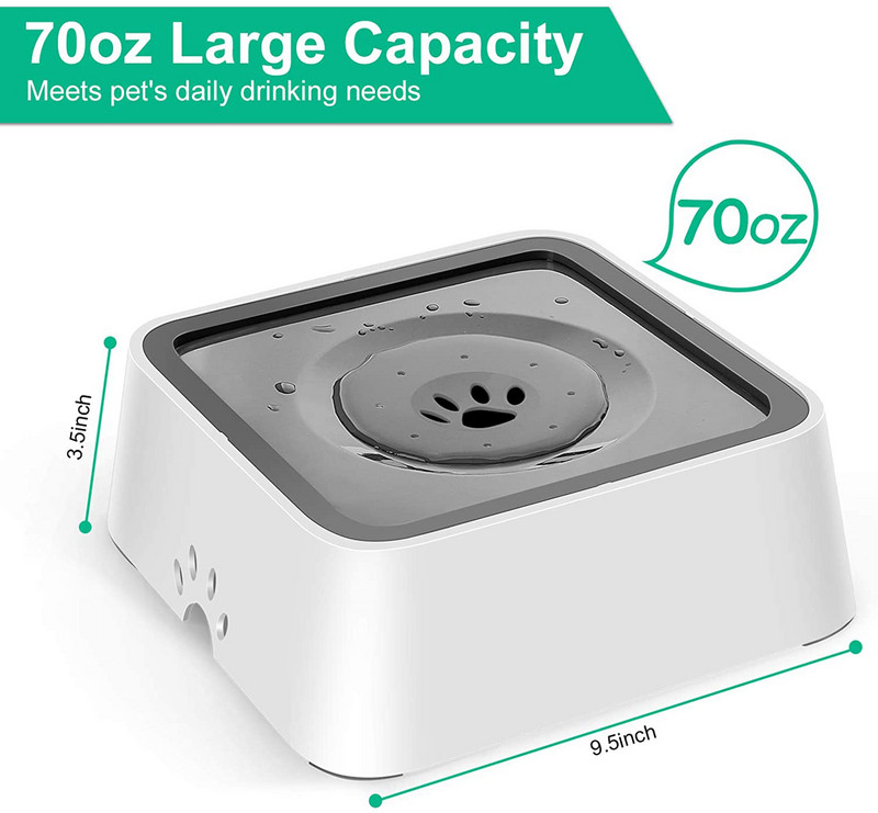 2021. gada suņu dzeramā ūdens bļoda 2 L peldošs, nesamitrinošs kaķu bļoda bez izšļakstīšanās dzeramā ūdens dozators ABS plastmasas suņu bļoda
