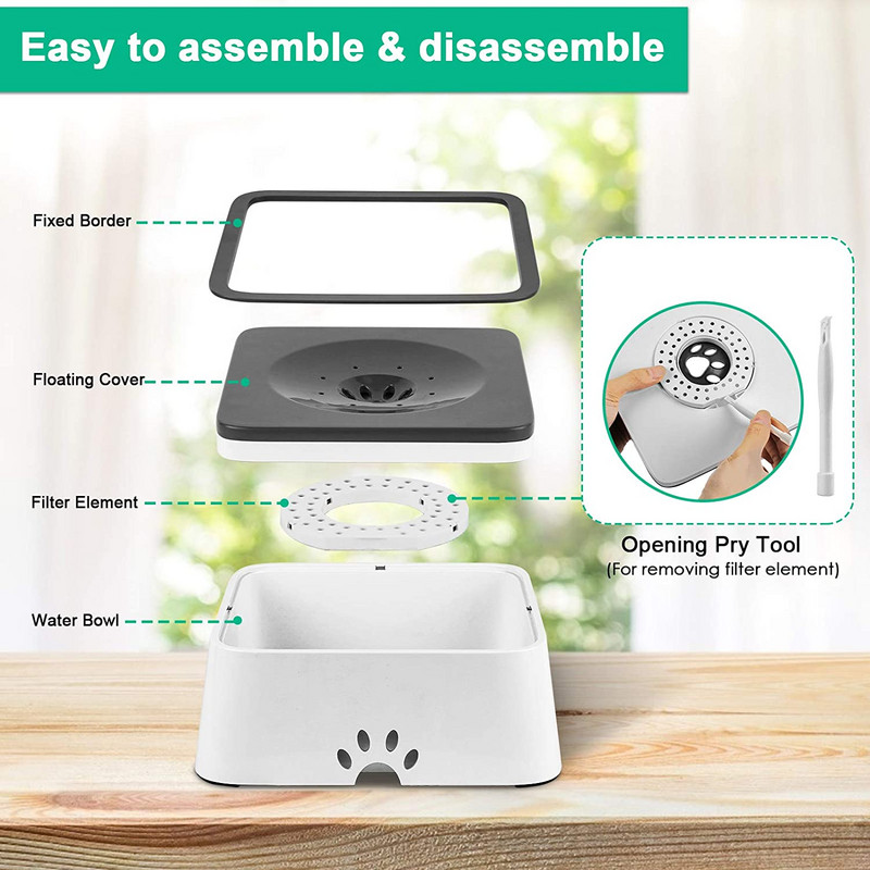 2021. gada suņu dzeramā ūdens bļoda 2 L peldošs, nesamitrinošs kaķu bļoda bez izšļakstīšanās dzeramā ūdens dozators ABS plastmasas suņu bļoda