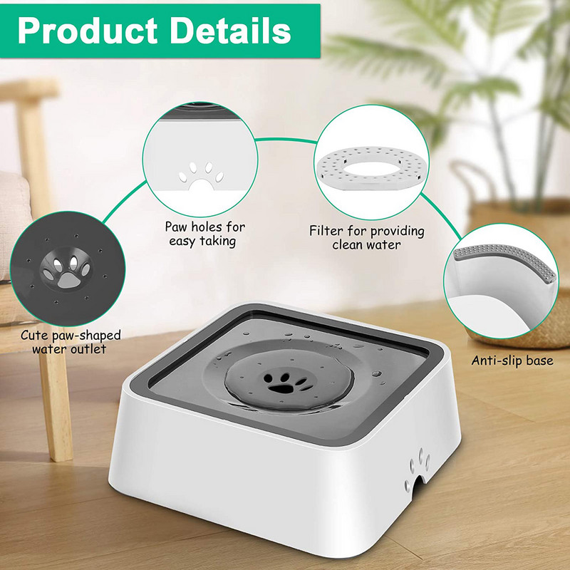 2021. gada suņu dzeramā ūdens bļoda 2 L peldošs, nesamitrinošs kaķu bļoda bez izšļakstīšanās dzeramā ūdens dozators ABS plastmasas suņu bļoda