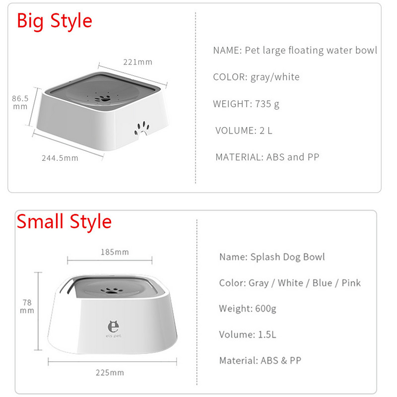 2021. gada suņu dzeramā ūdens bļoda 2 L peldošs, nesamitrinošs kaķu bļoda bez izšļakstīšanās dzeramā ūdens dozators ABS plastmasas suņu bļoda