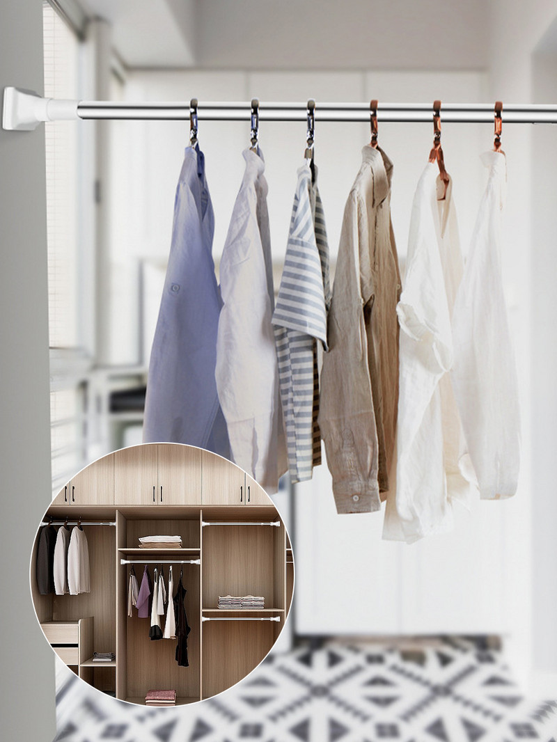 Teleskopska šipka za odjeću Podesiva šipka za zavjese za tuširanje i dodaci bez probijanja Proširljiva jednostavna potporna šipka od nehrđajućeg čelika