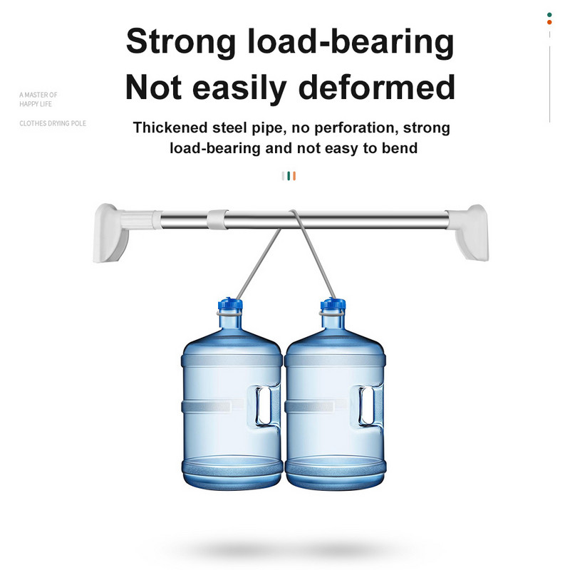 Teleskopska šipka za odjeću Podesiva šipka za zavjese za tuširanje i dodaci bez probijanja Proširljiva jednostavna potporna šipka od nehrđajućeg čelika