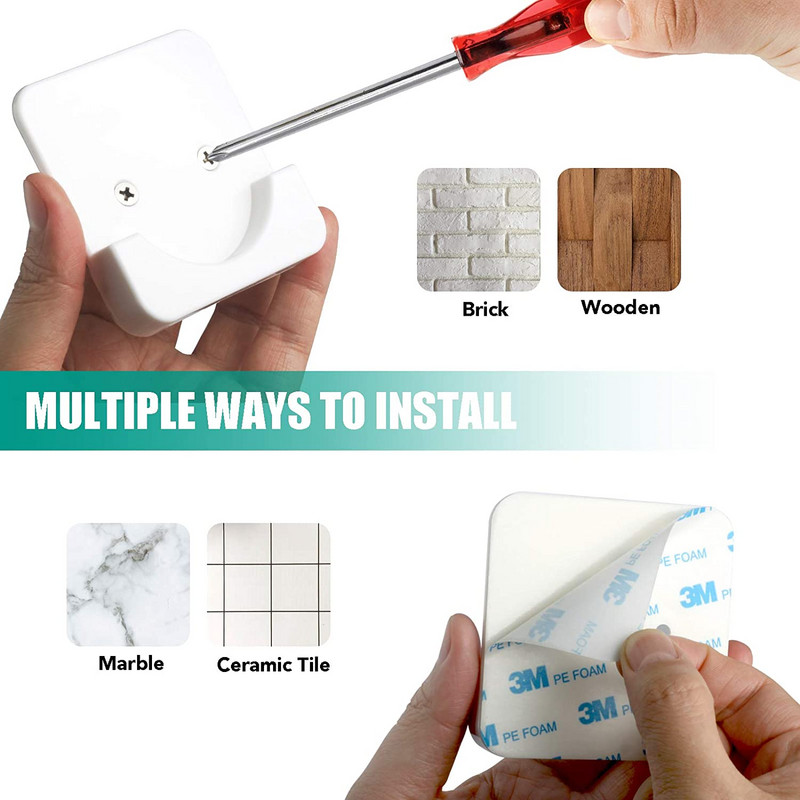 Universāls dušas aizkaru stieņa stiprinājuma turētājs sienas līmējamam dušas stieņa spriegojuma fiksatoram bez urbšanas stieņa uz skrūves fiksācijas
