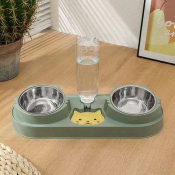 Νέα σκεύη τροφής για κατοικίδια Cute Cat Dogd Feeding Hit Έγχρωμη Ζώνη Ποτού Μπουκάλι Τρία σε ένα Μπολ Τάισμα και νερό για γάτα Μπολ