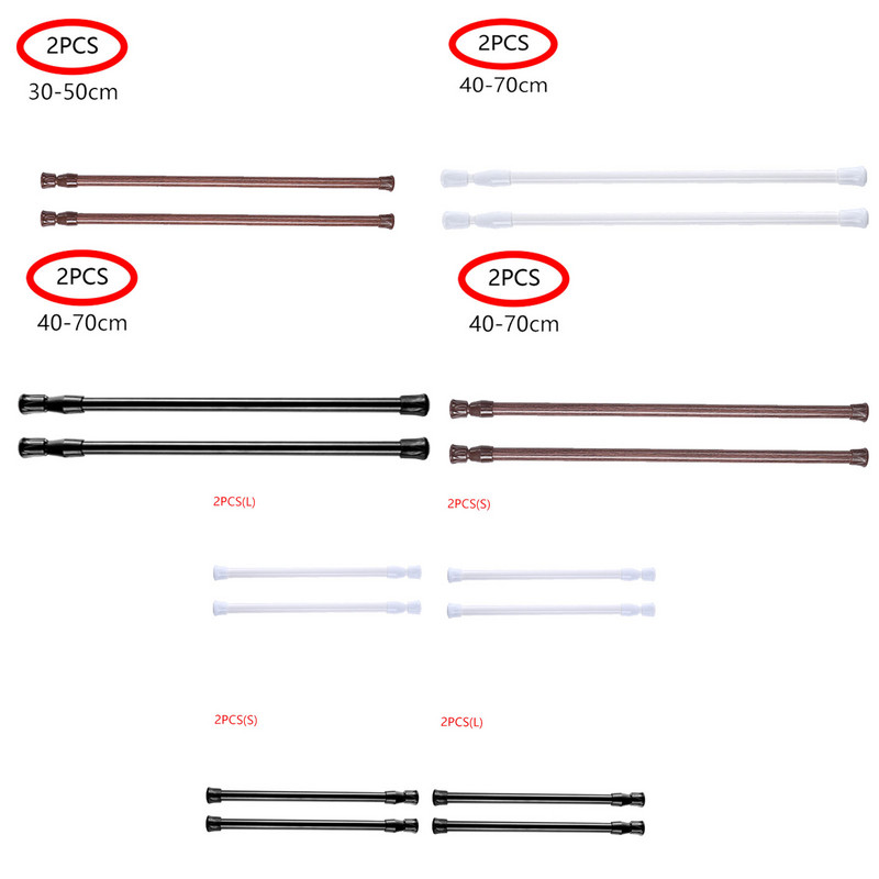 2 podesive šipke za zavjese s oprugom za kupaonicu na izvlačenje Teleskopska mreža za zatezanje prozora za ormar Šipke za šipke za ormar