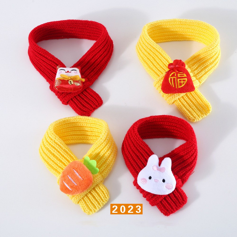 2023 Nova godina Zec Mrkva Lucky Cat Bag Kućni ljubimac Mačka Pas Pređa za pletenje Svečani šal Bib Pletenje Pseći šal Mačka Blagdanski dar Ovratnik