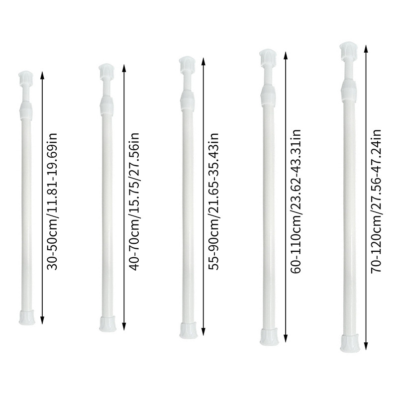 Regulējami aizkaru stieņi metāla izvelkami dušas aizkaru stieņi teleskopiskie stabi Vannas istabas mājsaimniecības pakaramie stieņi Garderobes organizators