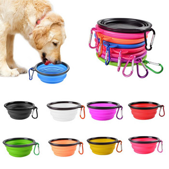 350/1000ML Μπολ για σκύλους Πτυσσόμενο δοχείο τροφής για κουτάβι από σιλικόνη Φορητός τροφοδότης νερού γάτας για προμήθειες κατοικίδιων που περπατούν στο ταξίδι