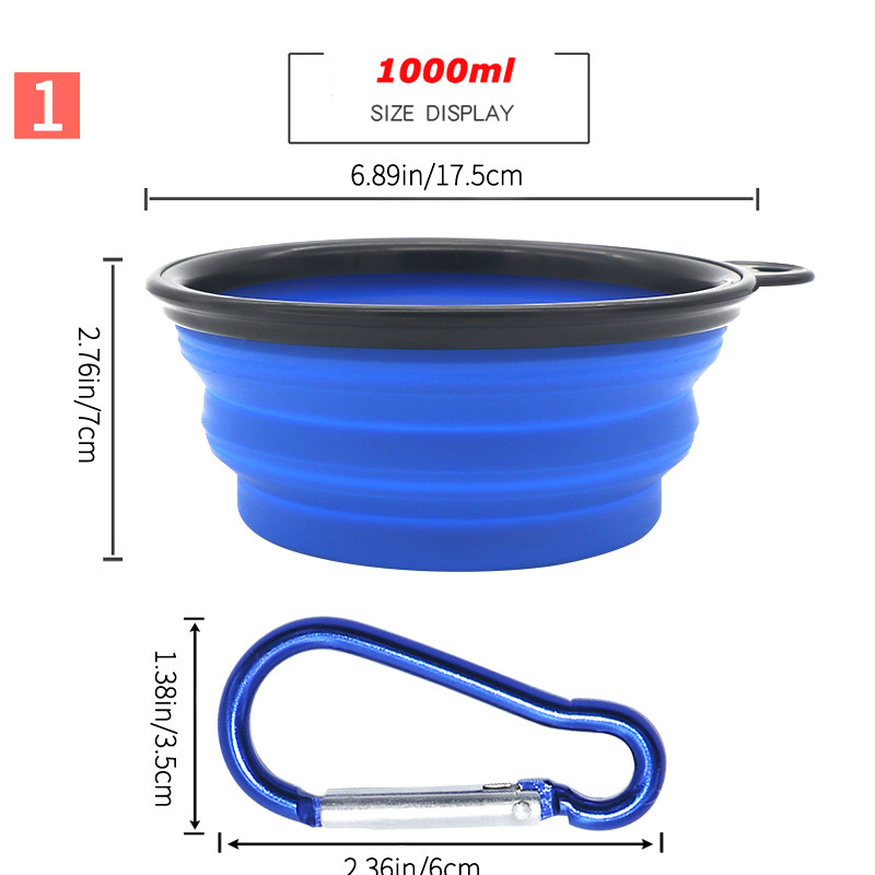 1000 ml zdjela za pse, velika sklopiva silikonska zdjela za mačke, prijenosna posuda za putovanja na otvorenom, posuda za hranu za štene, hranilica, zdjela za vodu