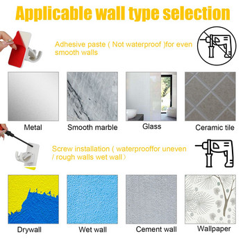 Βίδες μπάνιου Πλαστική αυτοκόλλητη βάση για κουρτινόξυλο Γάντζοι τοίχου Στήριγμα στερέωσης Στήριγμα ράβδου