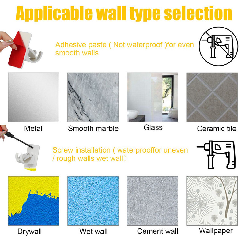 Kupaonski vijci Plastični samoljepljivi držač karniša Zidne kuke Montažni nosač Držač šipke za pričvršćivanje