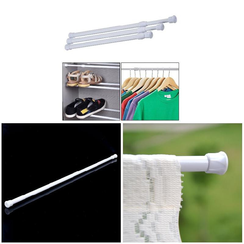 Regulējami aizkaru stieņi metāla ar atsperu slodzēm vannas istabas bārs dušas izvelkami teleskopiski stieņi sliežu pakaramie stieņi karstā izpārdošana