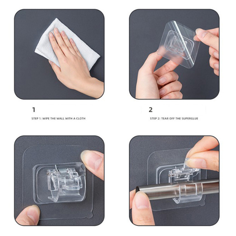 2 kom. Podesivi držač za zavjese bez noktiju, stezaljke, kuke, držači za nosače za šipke