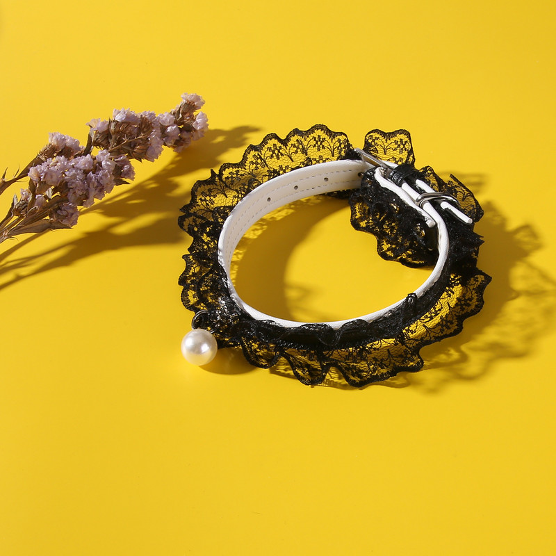 Potrepštine za kućne ljubimce Sweet Cute Cat Bells Crno-bijele čipkaste ogrlice Ogrlice za pse Ogrlice za kućne ljubimce Pribor za kućne ljubimce Pribor za mačke Predmeti za kućne ljubimce