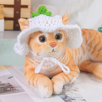 Ръчно плетена дантелена шапка за домашни любимци Dress Up Cat Hat Шапка за кучета Сладка елегантна качулка Стоки за домашни любимци Аксесоари за домашни любимци Аксесоари за котки Шапки за котки