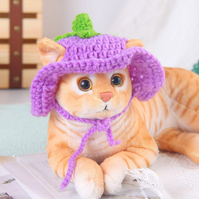 Ar rokām adītas mežģīnes mājdzīvnieku cepure Saģērbt kaķu cepure Suņa cepure Jauka, eleganta kapuce Mājdzīvnieku piederumi Mājdzīvnieku piederumi Kaķu aksesuāri Cepures kaķiem