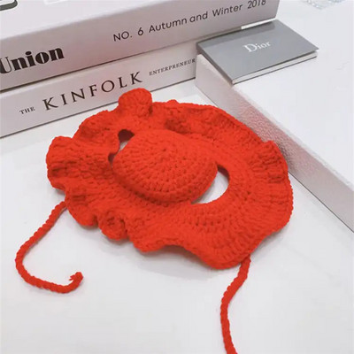 Ar rokām adītas mežģīnes mājdzīvnieku cepure Saģērbt kaķu cepure Suņa cepure Jauka, eleganta kapuce Mājdzīvnieku piederumi Mājdzīvnieku piederumi Kaķu aksesuāri Cepures kaķiem