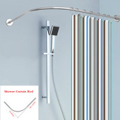 Šipka za zavjese za tuširanje u obliku slova U Uvlačiva zakrivljena zadebljana šipka od nehrđajućeg čelika 304 bez probijanja Montažna šipka za kupaonske zavjese