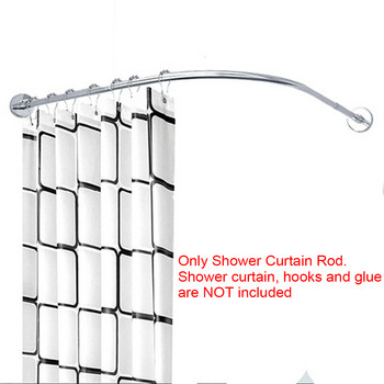 U-образен прът за завеси за душ, прибиращ се, извит, удебелен релсов прът от неръждаема стомана 304, без пробиване Монтажен прът за завеси за баня