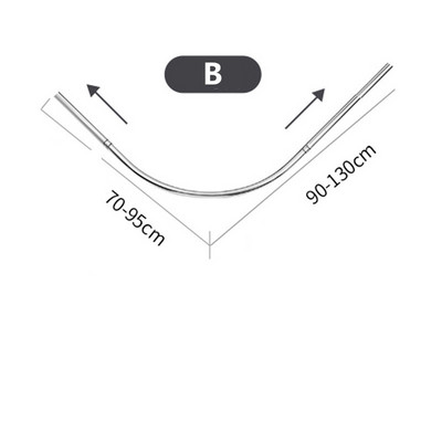 Šipka za zavjese za tuširanje u obliku slova U Uvlačiva zakrivljena zadebljana šipka od nehrđajućeg čelika 304 bez probijanja Montažna šipka za kupaonske zavjese