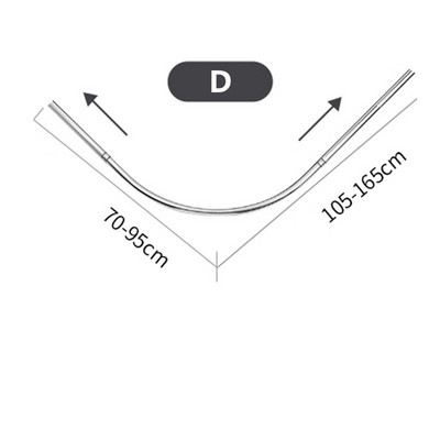 Šipka za zavjese za tuširanje u obliku slova U Uvlačiva zakrivljena zadebljana šipka od nehrđajućeg čelika 304 bez probijanja Montažna šipka za kupaonske zavjese