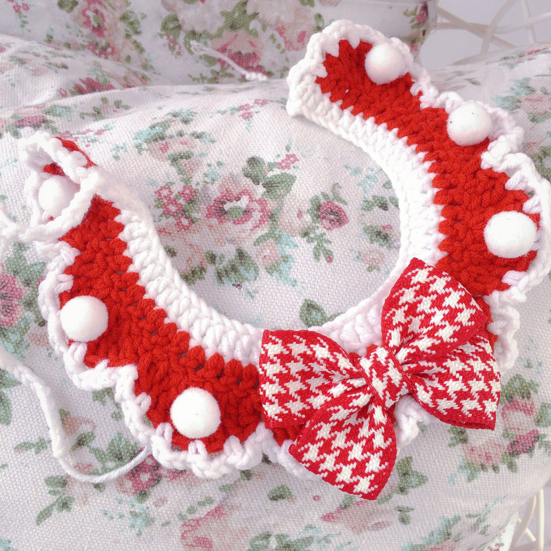 Mačja pletena ogrlica Slatka crvena mašna u obliku ptičje zubice sa zvonastom oprsnicom Slatki ukras za kućne ljubimce Pribor za kućne ljubimce Pribor za mačke Pribor za mačke