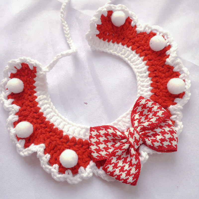 Mačja pletena ogrlica Slatka crvena mašna u obliku ptičje zubice sa zvonastom oprsnicom Slatki ukras za kućne ljubimce Pribor za kućne ljubimce Pribor za mačke Pribor za mačke