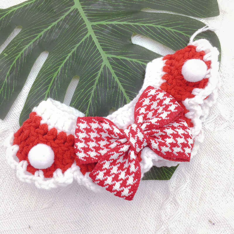 Mačja pletena ogrlica Slatka crvena mašna u obliku ptičje zubice sa zvonastom oprsnicom Slatki ukras za kućne ljubimce Pribor za kućne ljubimce Pribor za mačke Pribor za mačke