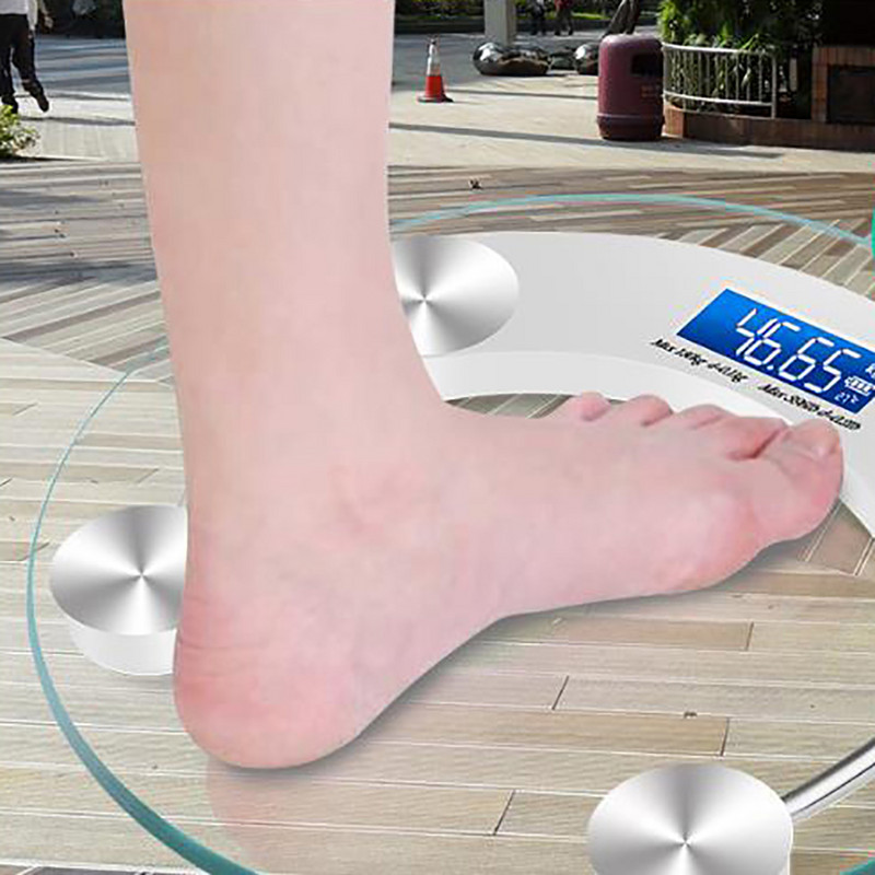 5–150 kg apvalios grūdinto stiklo svėrimo svarstyklės LED skaitmeninis ekranas, sveriantis grindis, elektroninis išmanusis korpusas, buitiniai vonios kambariai