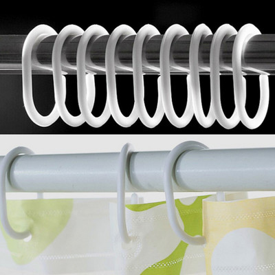12 Pcs Shower Curtain Rings Single Hook Bathroom  Plastic Hooks For Shower Curtain Pole Window Curtain Accessories