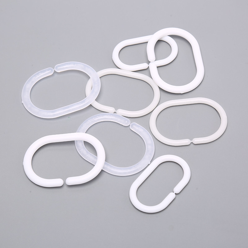 12 vnt. Dušo užuolaidų žiedai Vieno kablio vonios plastikiniai kabliukai dušo užuolaidų stulpams langų užuolaidų priedai