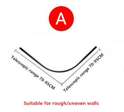 Izvelkams, izliekts dušas aizkaru stienis, melns L formas nerūsējošā tērauda dušas aizkaru stangas bez perforatora vannas istabas aizkaru sliede