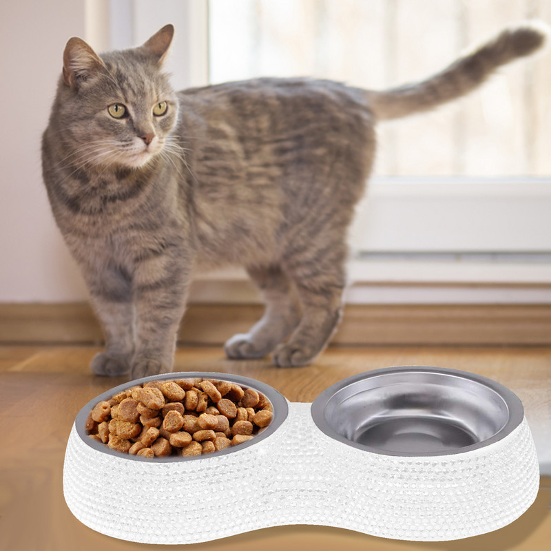 Dvostruke zdjelice za kućne ljubimce Bling Hrana za pse Hranilica Voda Posuda za piće od nehrđajućeg čelika Hranilica za mačke Štene Hranjenje kućnih ljubimaca Potrepštine za male pse