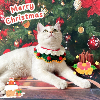 Πλεκτή μόδα Χριστουγεννιάτικο κολάρο γάτας Ακρωτήρι βελούδινα αξεσουάρ για σκύλους Εξατομικευμένο κασκόλ από άλκες γάτας κουτάβι Red Hat Cape Breast Band Ragdoll