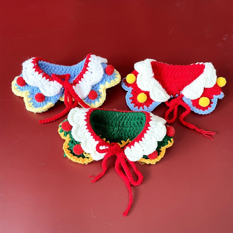 Pletena modna božićna mačja ogrlica Pelerina Plišani dodaci za pse Personalizirani Elk Mačka Šal Štene Crvena kapa Pelerina Traka za grudi Ragdoll