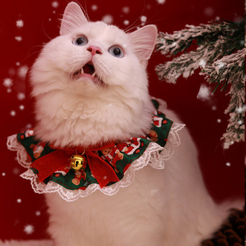 Нов уникален стил Червена котка Шал за врат за Коледа Мече Кукла Кралско куче Яка с папийонка Jingle Bell с панделка Руски син етикет